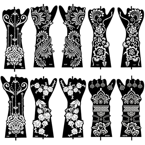Henna Tattoo Stencil Kit - 10 Sheets Self-Adhesive Templates