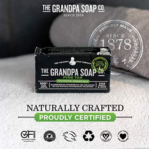 The Grandpa Soap Company Pine Tar Bar Soap The Original Wonder Soap | 3-in-1 Cleanser, Deodorizer & Moisturizer | 4.25 Oz.