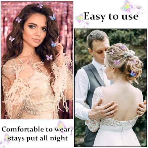 TODDER 20PCS Purple Butterfly Hair Clips for Women and Girls Y2k Fairy Hair Accessories Cute Mini Butterfly Hair Clips for Themed Party, Prom,Birthday, Wedding and Back to School