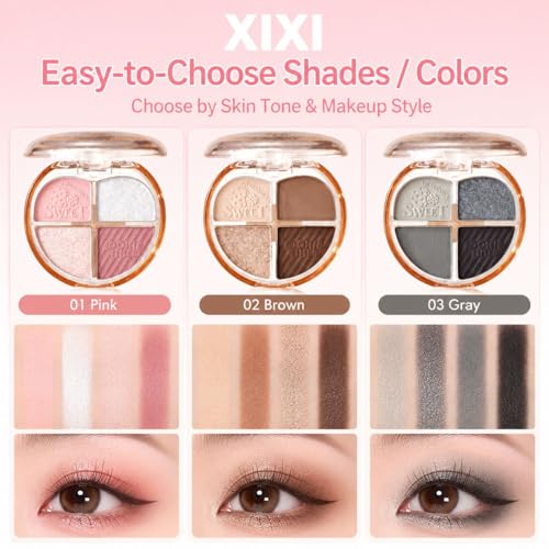 4-Color Eyeshadow Palette - Matte & Shimmer, Waterproof