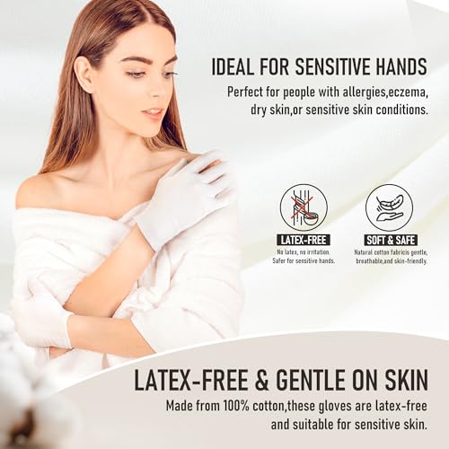 COOLJOB Cotton Moisturizing Gloves 6 Pairs for Dry Hands & Eczema