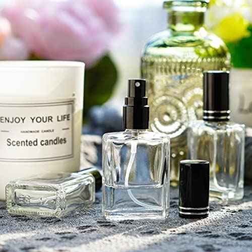 YU FENG 12pcs Clear Refillable Perfume Bottle 15ml Portable Square Empty Glass Perfume Atomizer Bottle For Travel