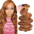 Light Brown Body Wave Human Hair Bundles - 3 Pack, #30 Color