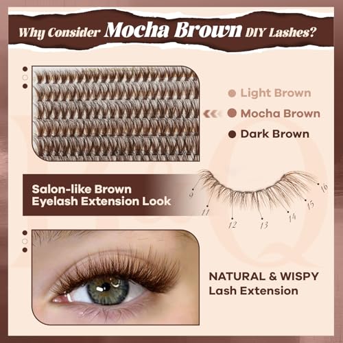 B&Q Mocha Brown Lash Clusters | 280 Pcs Wispy & Natural