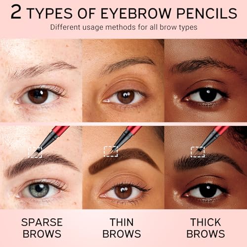 Vevivia 2-Pack Eyebrow Pen with Microblading Tips, Waterproof Dark Brown