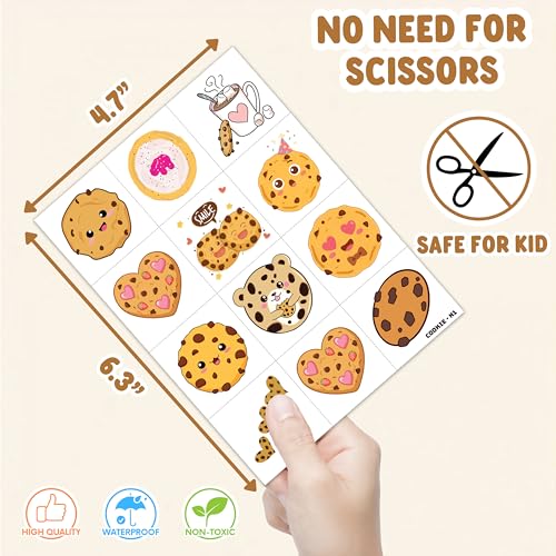 96PCS Cookie Temporary Tattoos - 8 Sheets Party Favors