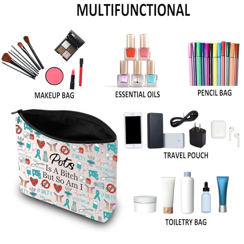 G2TUP POTS Inspired Gift - Makeup Bag, Awareness Cosmetic Bag, POTS Syndrome Fighter Gift