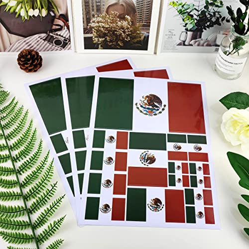 Mexican Flag Stickers - Set of 3 Vinyl Decals, 11.7x8.3in