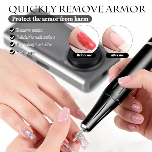 Professional Electric Nail Drill 35000 RPM, Rechargeable Electric Nail File Machine Set, Portable Cordless Electric File, Professional Nail Care Tools, Manicure Pedicure, Home Salon Use (Black)