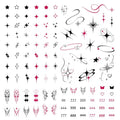 Tiny Y2K Temporary Tattoos | Realistic Waterproof Finger, Face, Hand Fake Tats | Festival, Bachelorette, Halloween, Birthday Favors, Accessories