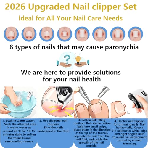 Electric Nail Clipper Set with LED Light - 3-in-1 Trimmer