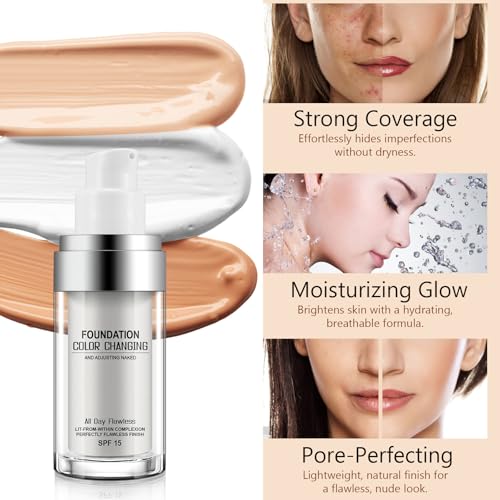 Color Changing Foundation with SPF 50 - Liquid Concealer Makeup 2 Pack