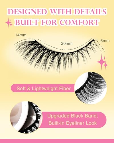 Self Adhesive Eyelashes 14mm - 5 Pairs Waterproof Reusable Glueless Lashes