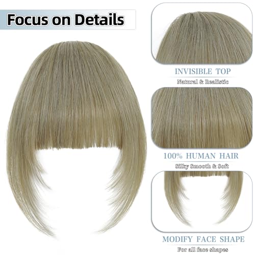 Clip In Bangs Real Human Hair - Ash Blonde French Bangs