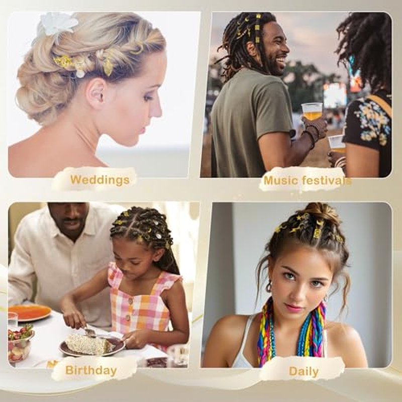 260 Pcs Gold Hair Jewelry for Braids & Dreadlocks