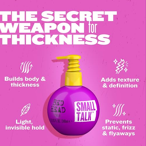 TIGI Bead Head by TIGI Small Talk Mini 3-in-1 Hair Thickening Cream - Use for Voluminous Hair, for Fine, Thin & Flat Hair - Use on Damp and Premium Hair Thickening Products - 8 Oz (3 Pack)