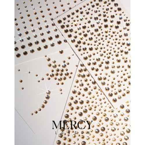MERCY LONDON Face Gems in Gold, 866 Self Adhesive Rhinestone Stickers for Face, Eye, Makeup, Body, DIY Face Gems
