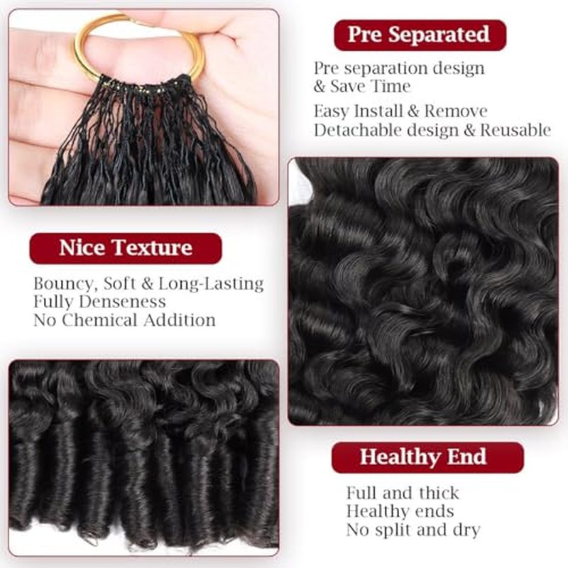 Miracle Invisible Knots 14-Inch Crochet Hair - 100% Human Hair 1B