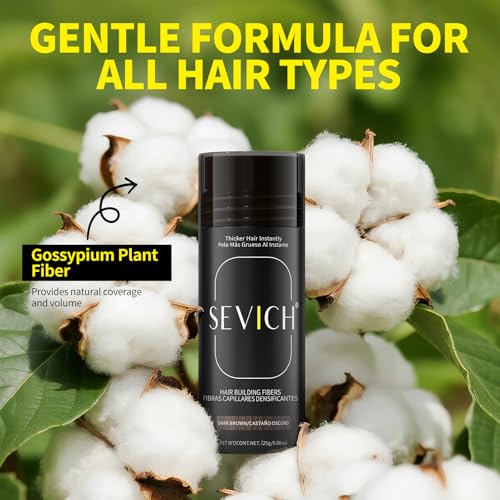 SEVICH Hair Fibers for Thinning Hair, Black 25g