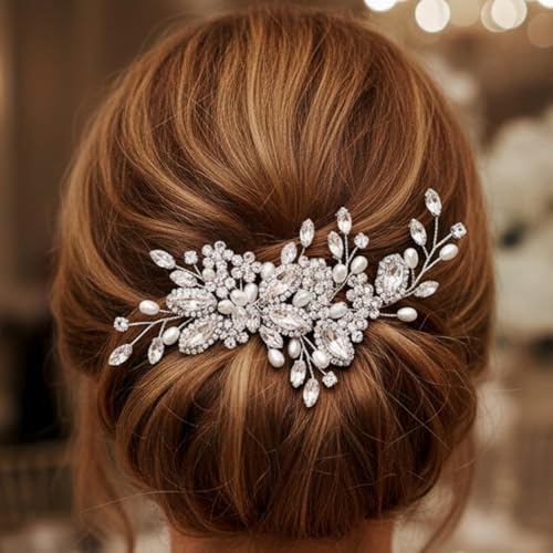 Crystal Bride Wedding Hair Comb with Pearls