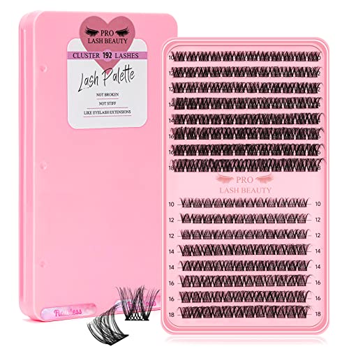 192 Pcs Lash Clusters 2 Styles Mixed Cluster Lashes DIY Eyelash Extensions Eyelash Cluster Extension DIY Individual Lashes Super Thin Band Soft and Easy to Wear (Flawless+Fabulous,C-Mix)