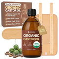 Organic Castor Oil Pack Wrap Kit - 16.9oz Cold-Pressed Oil & 2 Cotton Wraps