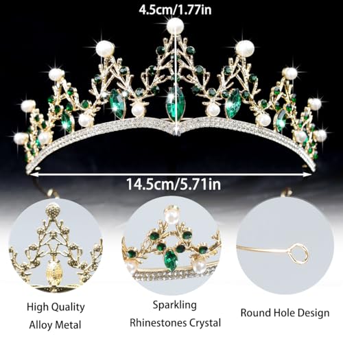 Elegant Baroque Pearl Rhinestone Tiara Crown for Weddings