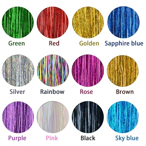 Colorful Hair Tinsel 47 Inch 12 Colors Fairy Extensions Kit