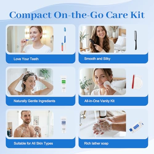 30 Pack Travel Toiletries Kit - 8-in-1 Hygiene Essentials with Zip Bag