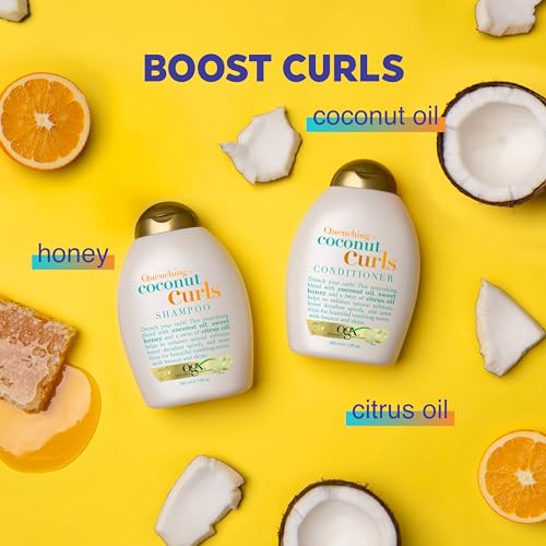 OGX Curly Hair Shampoo, 13 fl oz, Pack of 2 | Coconut Oil | Curl-Defining | Hydrating | Sulfate-Free
