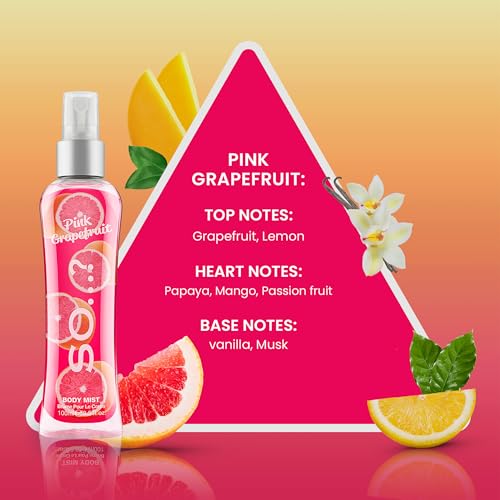 So...? Pink Grapefruit Body Mist - Fruity Citrus Spray for Women, 3.5 oz