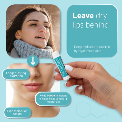 Hyalogic HA Lip Balm 1 Pack - Natural Hyaluronic Acid & Coconut Oil, Soothes & Moisturizes Dry Lips, Unflavored, 4.25g