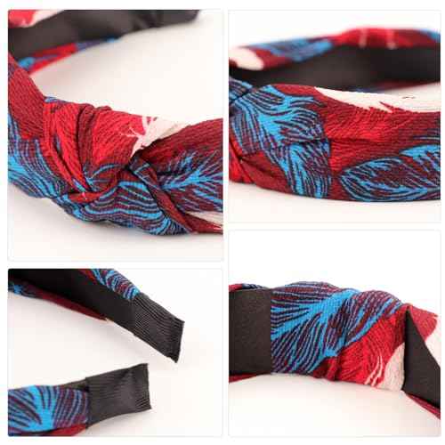 Knotted Headbands for Women Girls Non Slip Boho Wide Top Knot Turban Hairbands Fashion Ribbing Head Wraps Hair Bands Accessories