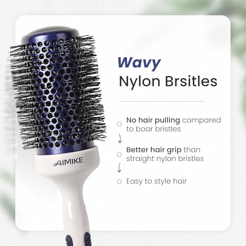 AIMIKE Nano Ionic Round Brush 2 Inch - Ceramic Barrel for Volume & Styling