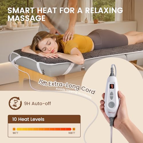 Bearhug 71x30 Massage Table Warmer - 5-Layer Sherpa Spa Heating Pad