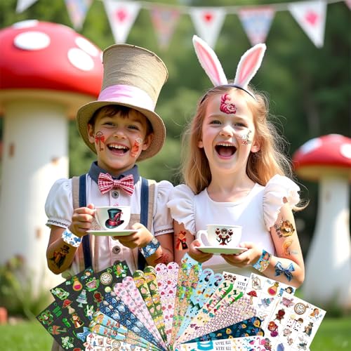 96pc Alice Party Favor Set - Slap Bracelets & Glow Tattoos