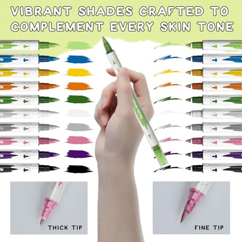 Temporary Tattoo Markers for Skin, Skin-Safe Dual-End Temporary Tattoo Pen,10 Colors Body Marker Pen & Tattoo Stencils for Body and Face Paint N201130