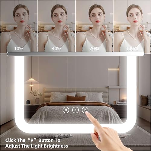 LED Vanity Mirror 13.1" x 16.7" with Touch Control