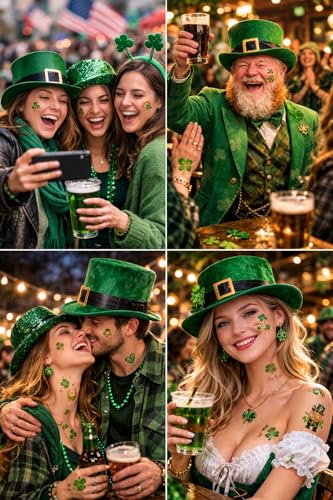 St. Patrick's Day Temporary Tattoos, 8 Pack with 60 Designs
