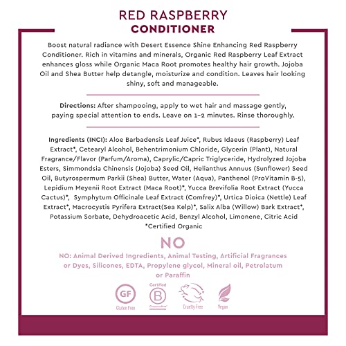 Desert Essence Red Raspberry Shampoo and Conditioner Bundle With Aloe Leaf Juice, Jojoba, Vitamin B-5 and Shea Butter, 8 fl. oz. and 8 fl. oz. Each