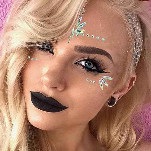 Mermaid Face Gems Stick Jewels for Women Cosplay Mermaid Halloween Club Costume Face Gems Sticker on Rave Party Gift for Kids Costume Temporary Tattoos