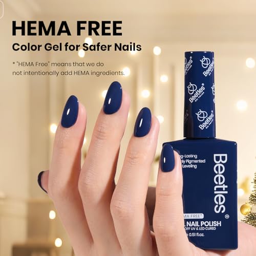 Beetles Navy Blue Gel Polish 15ML - Eclipse Blue Creme Variant, Long-Lasting & Chip-Resistant