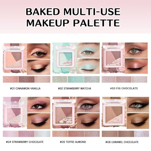 Light Green Baked Eyeshadow Palette - 3 Shade Shimmer