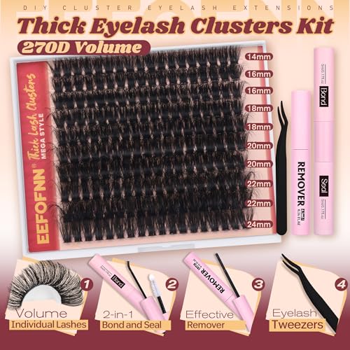 Fluffy Lash Clusters Kit 14-24mm 270D Volume Eyelash Extensions