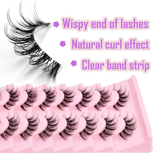 12mm Wispy Manga Anime False Eyelashes, 10 Pairs Reusable