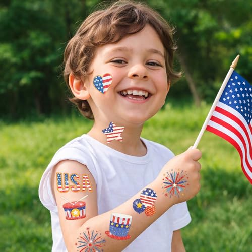 120 Pcs Patriotic Temporary Tattoos for Kids 4th of July