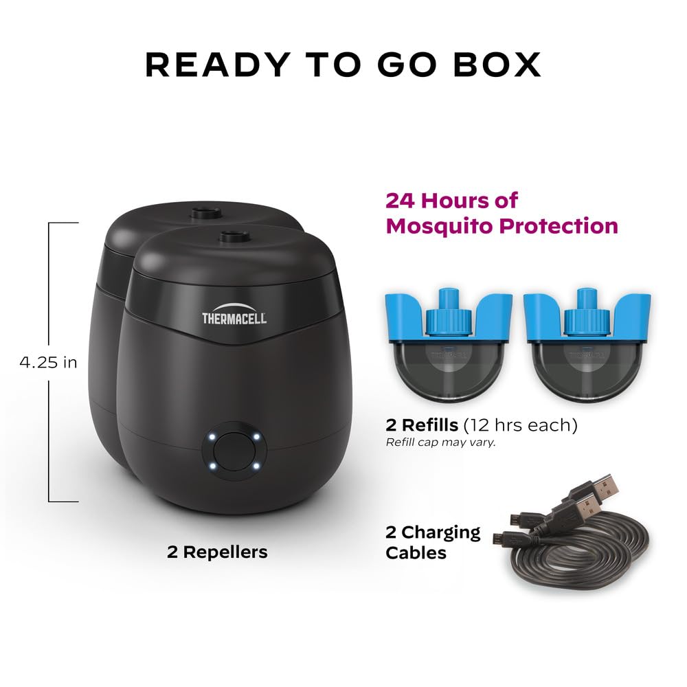 Thermacell Patio Shield E55 Mosquito Repellent E-Series Rechargeable Repeller; 20' Mosquito Protection Zone; Includes 12-Hour Repellent Refill; No Spray, Flame or Scent; Bug Spray Alternative