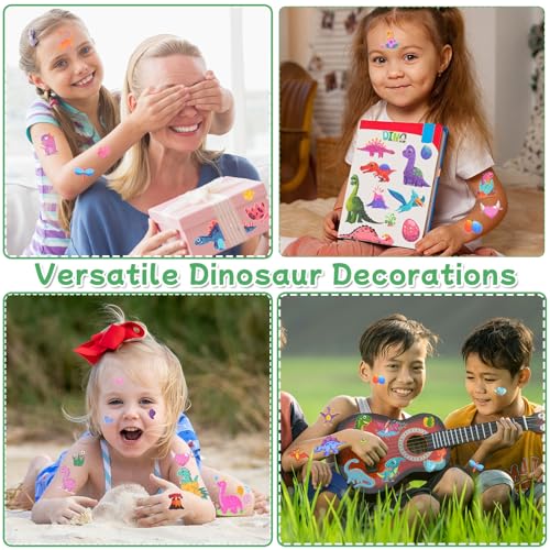 Dinosaur Glitter Temporary Tattoos for Kids - 160 Styles - Dino Party Favors, Birthday Party Supplies, T-rex Decorations