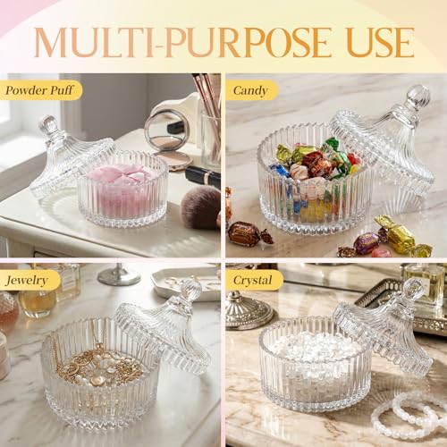 Large Body Powder Puff and Container,Jar Dusting Powder Container with Puff,Reusable Velour Face Body Glitter Wet Dry Makeup