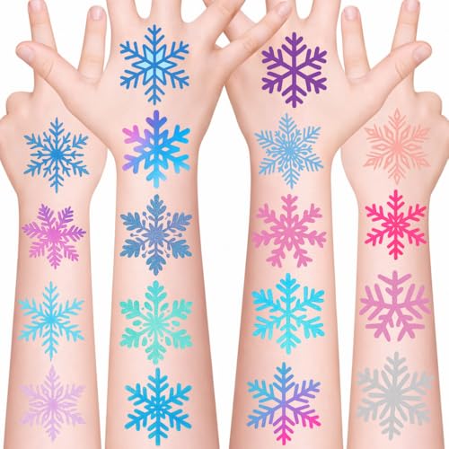 96 Snowflake Temporary Tattoos – Winter Party Favors